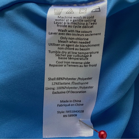 ISAAC MIZRAHI BLUE SHORT SLEEVE CONFETTI DRESS  RIBBON BELT - Picture 10 of 16